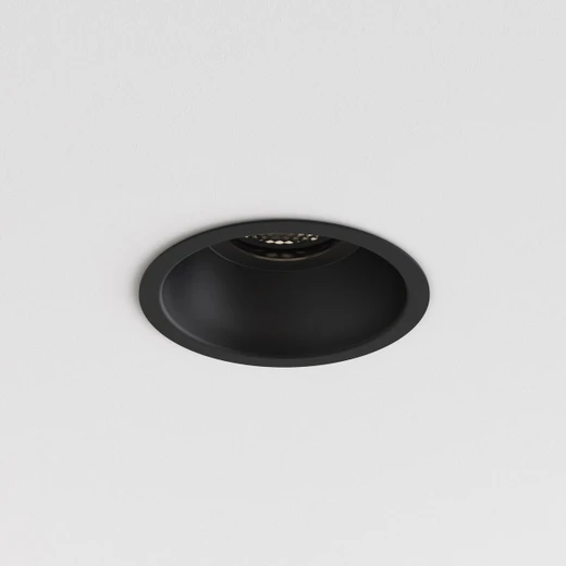 Minima Slimline Matt Black Round Fire-Rated IP65 Recessed Bathroom Ceiling Light