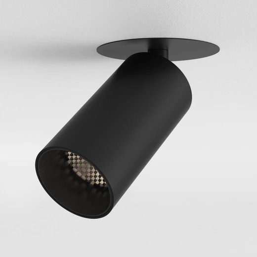 Can Matt Black Adjustable 5.2cm 3000K LED Recessed Ceiling Spotlight