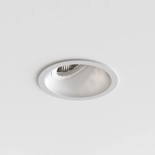 Minima Slimline Matt White Round Tilted Fire-Rated IP65 Recessed Bathroom Ceiling Light