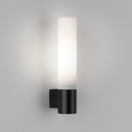Bari Matt Black with White Opal IP44 Bathroom Wall Light