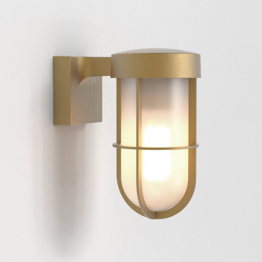 Cabin Antique Brass with Frosted Glass Diffuser IP44 Wall Light