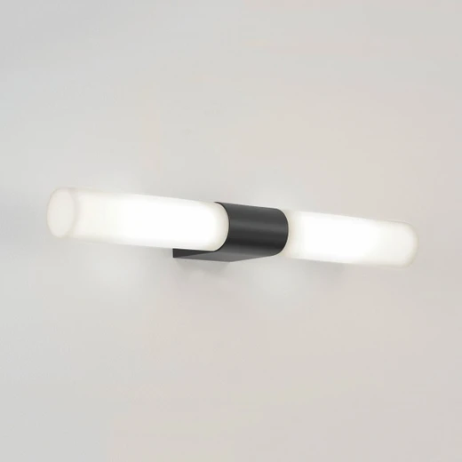 Padova 2 Light Matt Black with White Frosted Diffusers IP44 Bathroom Wall Light