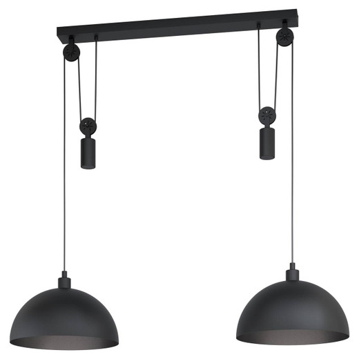 Eglo Lighting Winkworth 1 2 Light Black Steel Rise and Fall Bar Pendant Light