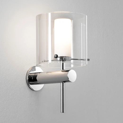 Arezzo Polished Chrome with Clear and Opal Glass IP44 Bathroom Wall Light