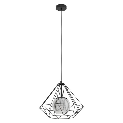 Eglo Lighting Vernham Black with Clear Black Vaporized Glass Medium Pendant Light