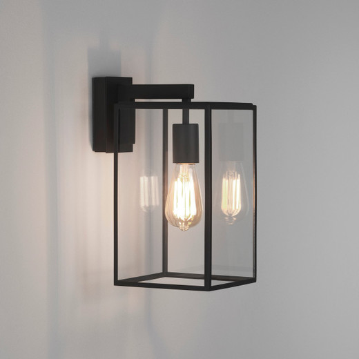 Box Black 35cm Lantern IP23 Wall Light