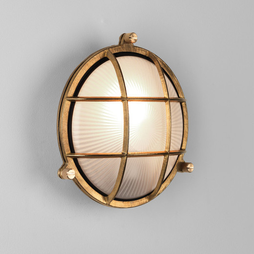 Thurso Cast Brass Round IP44 Outdoor Wall Light