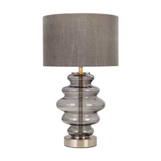 Hartwell Grey Glass and Drum Shade Table Lamp