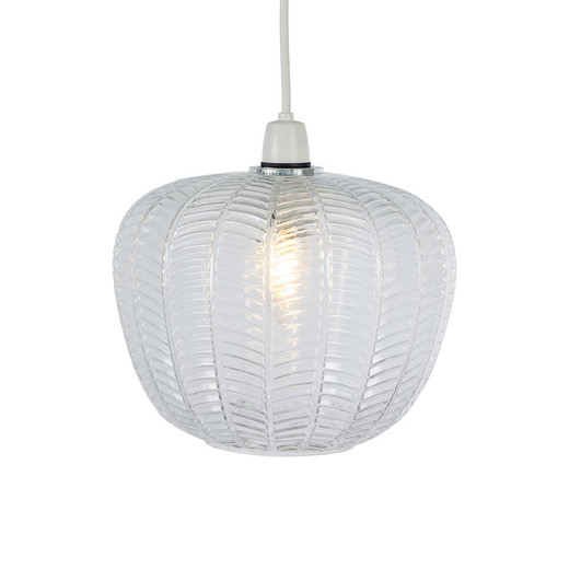 Oaks Lighting Riverwood Clear Ribbed Glass 22cm Easy Fit Pendant Shade Only 