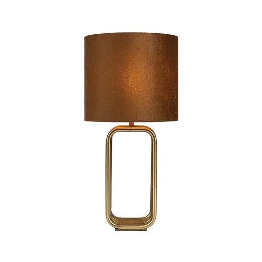 Oaks Lighting Tully Soft Gold with Dark Brown Shade 36cm Table Lamp 