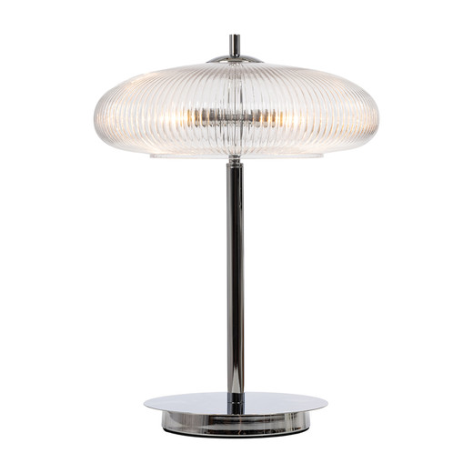 Ashwell Chrome with Clear Ribbed Glass Shade Table Lamp
