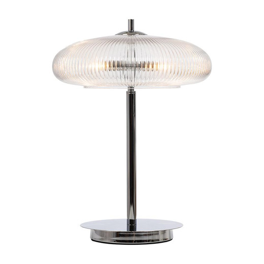 Oaks Lighting Ashwell Chrome with Clear Ribbed Glass Shade Table Lamp 
