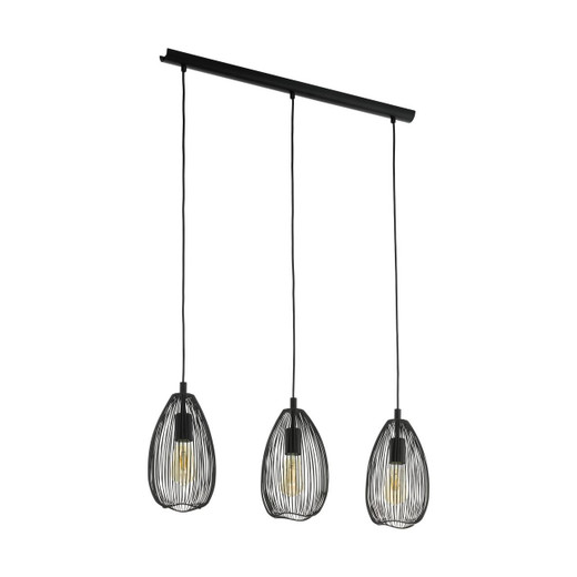 Eglo Lighting Clevedon 3 Light Black Steel Bar Pendant Light