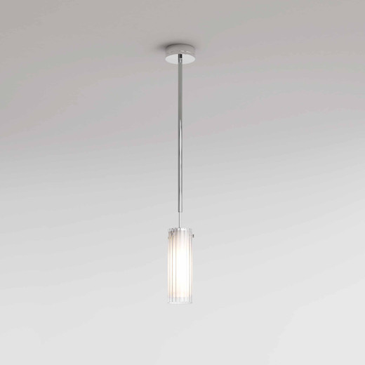 Ottavino Polished Chrome with Clear and White Glass Shade IP44 Bathroom Pendant Light