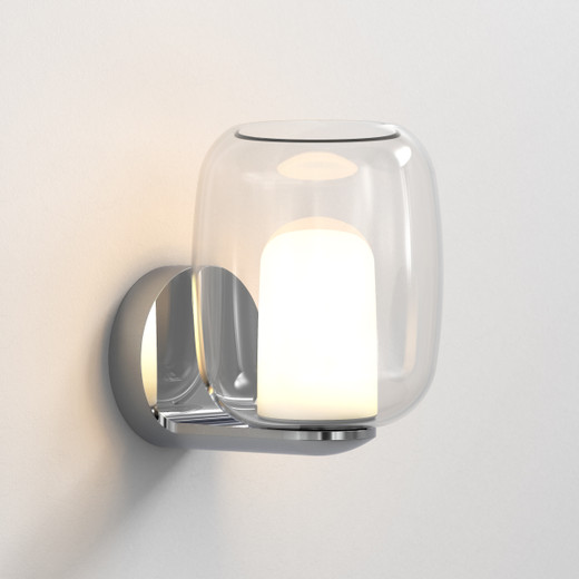 Aquina Polished Chrome with Clear Shade IP44 Bathroom Wall Light