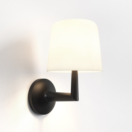 Ella 2 Light Matt Black with Porcelain Shade Wall Light