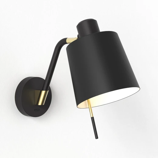 Edward Matt Black and Gold Bracket Only Switched Wall Light