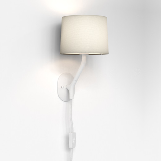 Arbor Plug-In Matt White with White Shade Wall Light