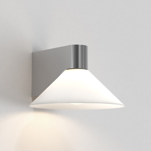 Conic Polished Chrome with White Shade IP44 Bathroom Wall Light