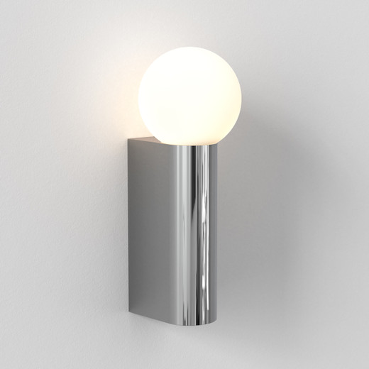 Ortona Polished Chrome with White Opal Sphere IP44 Bathroom Wall Light