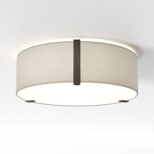 Salina 2 Light Bronze with Putty Fabric Shaded Flush Ceiling Light