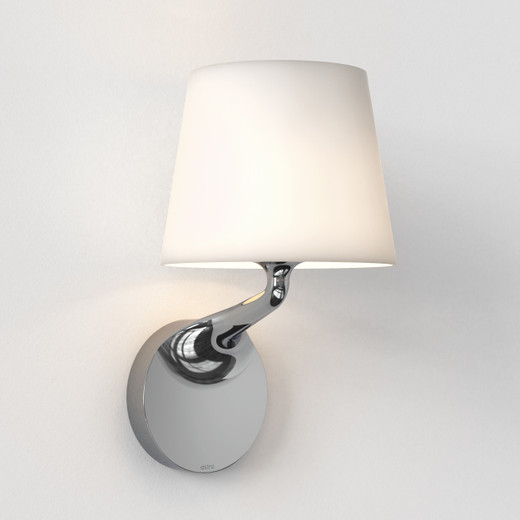Millie Polished Chrome with White Shade IP44 Bathroom Wall Light