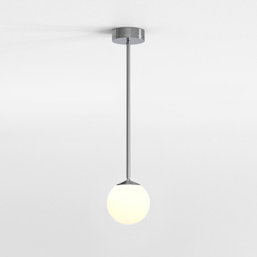 Nara Polished Chrome with White Sphere LED IP44 Bathroom Pendant Light
