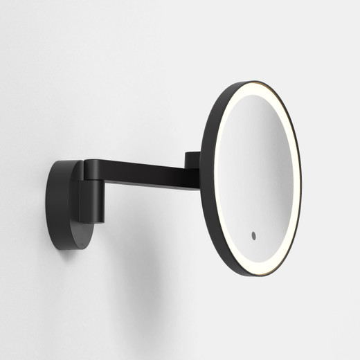 Nagoya 2 Light Matt Black IP44 Bathroom Magnifying Mirror