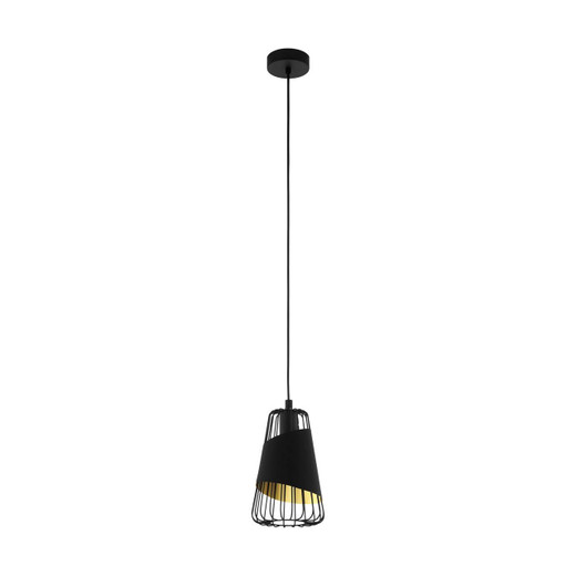 Eglo Lighting Austell Black with Black and Gold Fabric Small Shade Pendant Light