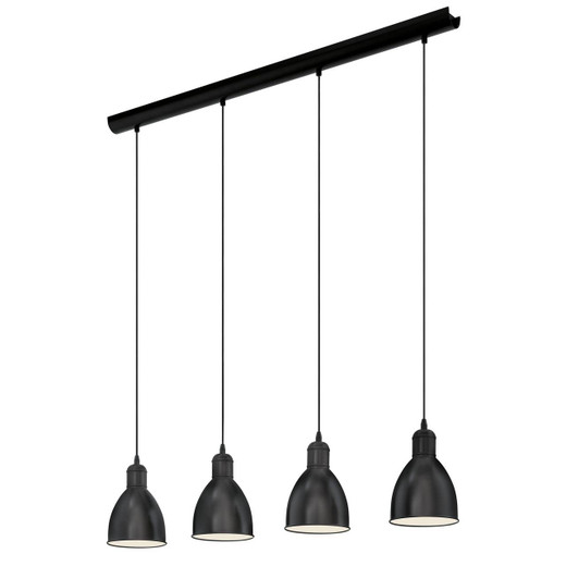 Eglo Lighting Priddy 4 Light Black and White Bar Pendant Light