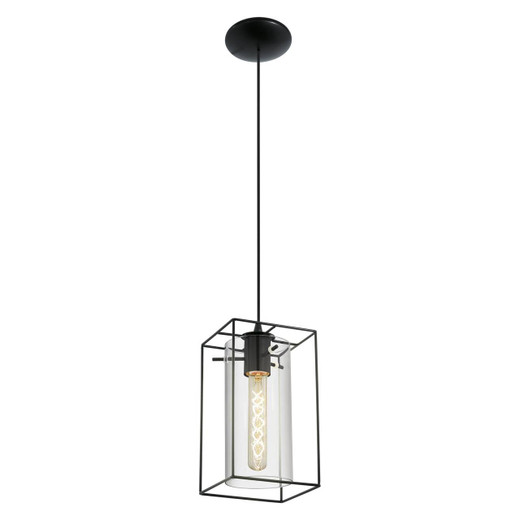 Eglo Lighting Loncino Black with Clear Smoked Glass Shade Pendant Light