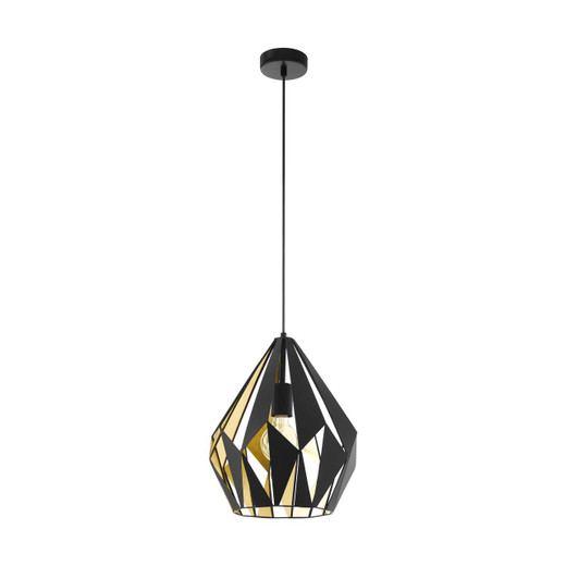 Eglo Lighting Carlton 1 Black and Gold Coloured Pendant Light