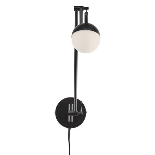 Nordlux Contina Black with White Opal Glass Wall Light