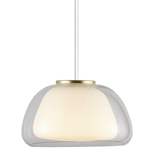 Nordlux Jelly Clear with White Opal Glass and Brass Detail Pendant Light