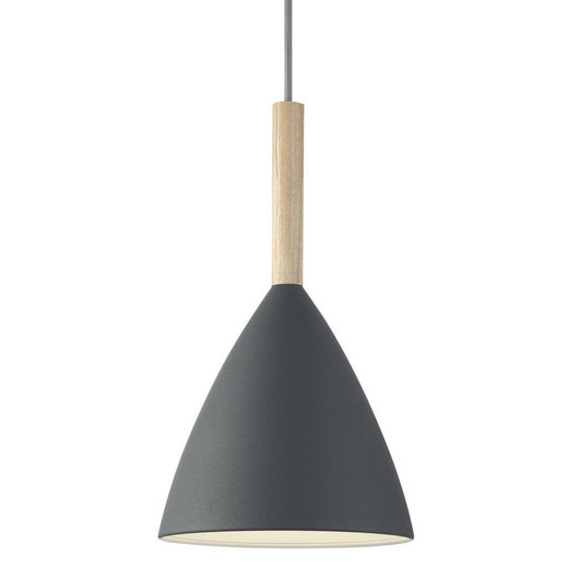 DFTP Pure 20 Grey with Wooden Detail Pendant Light