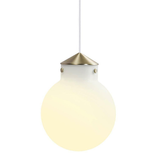 DFTP Raito 22 round Brass with White Opal Glass Pendant Light