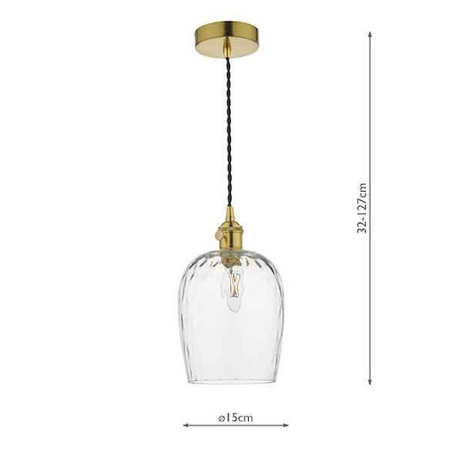 Hadano Natural Brass with Dimpled Glass Shade Pendant Light