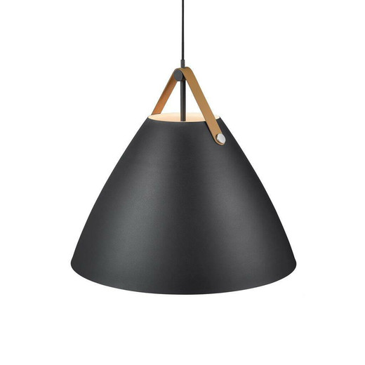 DFTP Strap 68 Black with Leather Strap Pendant Light