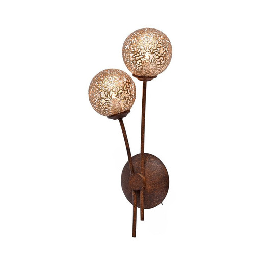 Paul Neuhaus GRETA 2 Light Rust with Gold Coloured Glass Wall Light