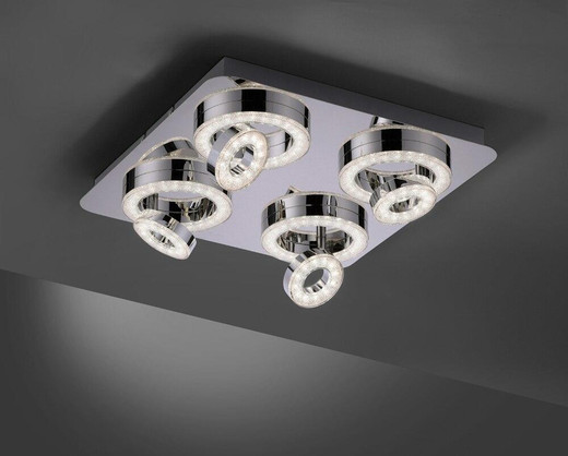 Leuchten Direkt TIM 8 Light Polished Chrome Dimmable Colour Change Smart Ceiling light
