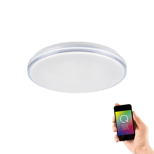 Paul Neuhaus Q-BENNO Chrome Circular Smart IP44 LED Ceiling Light