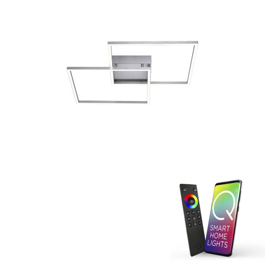 Paul Neuhaus Q-INIGO 2 Aluminium 52.7x62.7cm Smart LED Ceiling Light