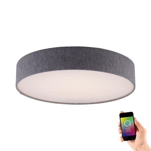 Paul Neuhaus Q-KIARA Grey Fabric Shade Smart LED Ceiling Light