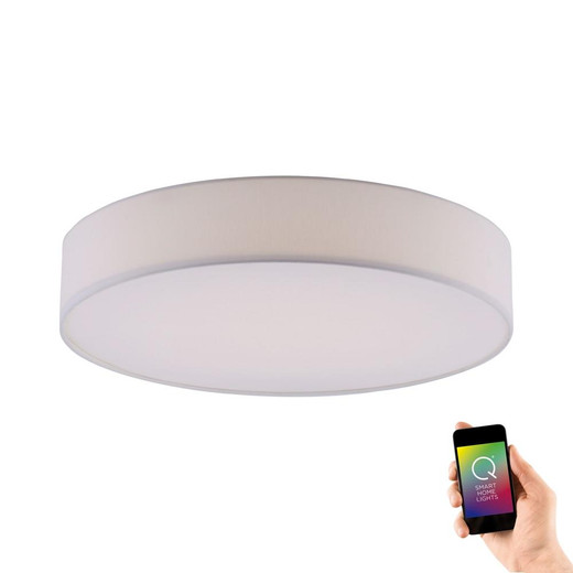 Paul Neuhaus Q-KIARA White Fabric Shade Smart LED Ceiling Light