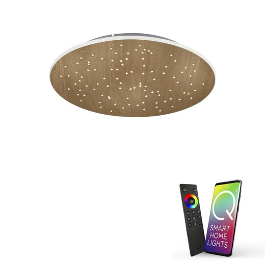 Paul Neuhaus Q-NIGHTSKY Wood Effect Starry Sky Smart LED Ceiling Light