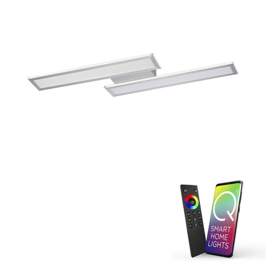 Paul Neuhaus Q-ROSA 2 Light Aluminium 29x90cm Smart LED Ceiling Light