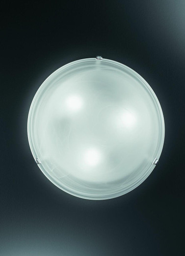 Eglo Lighting Salome White Glass Alabaster with Chrome Enclosure 300 Wall and Ceiling Light