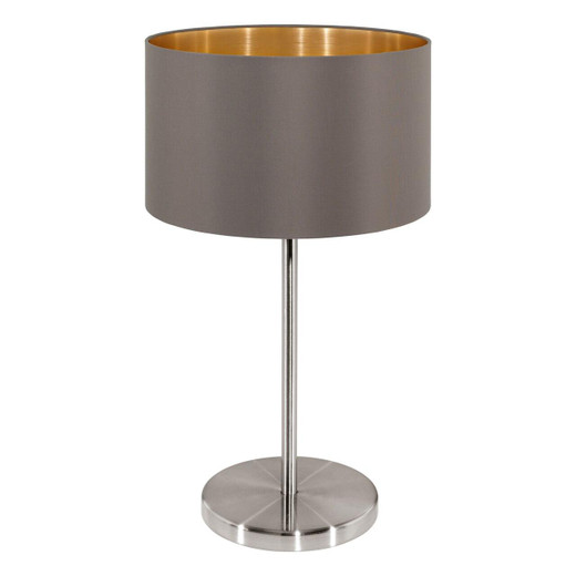 Eglo Lighting Maserlo Satin Nickel with Cappuccino and Gold Fabric Table Lamp