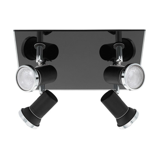 Eglo Lighting Tamara 4 Light Black and Chrome with Clear Glass Plate Spotlight