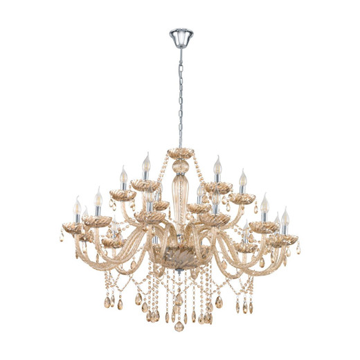 Eglo Lighting Basilano 1 18 Light Chrome with Cognac Glass Chandelier